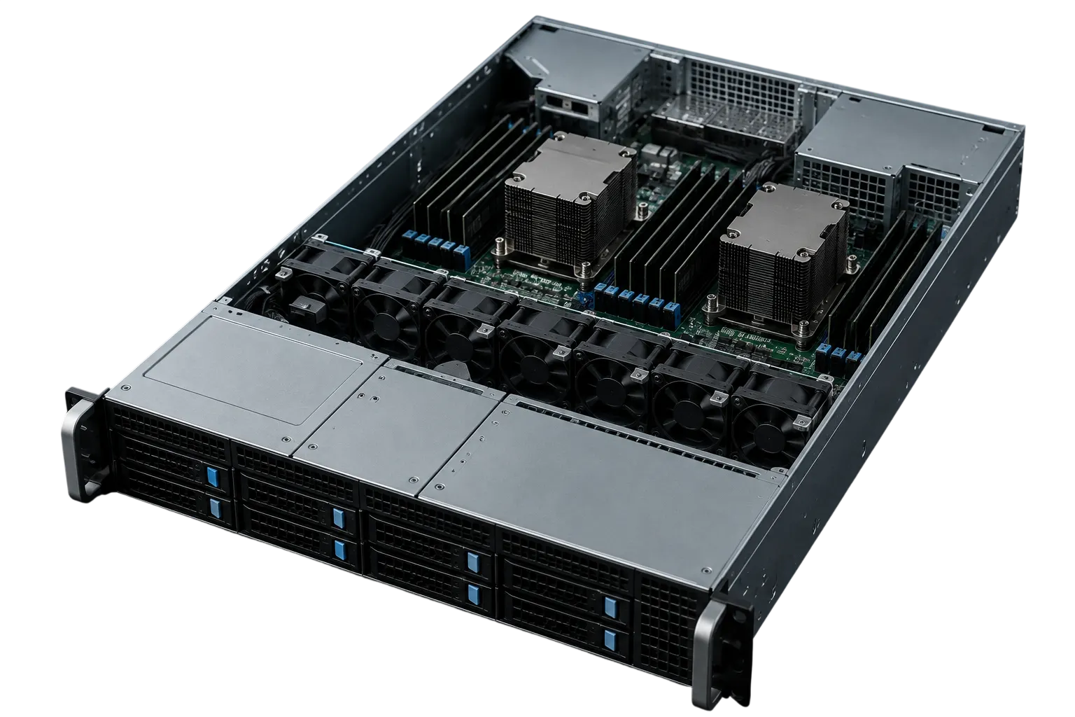 Open 2U compute node seen from above